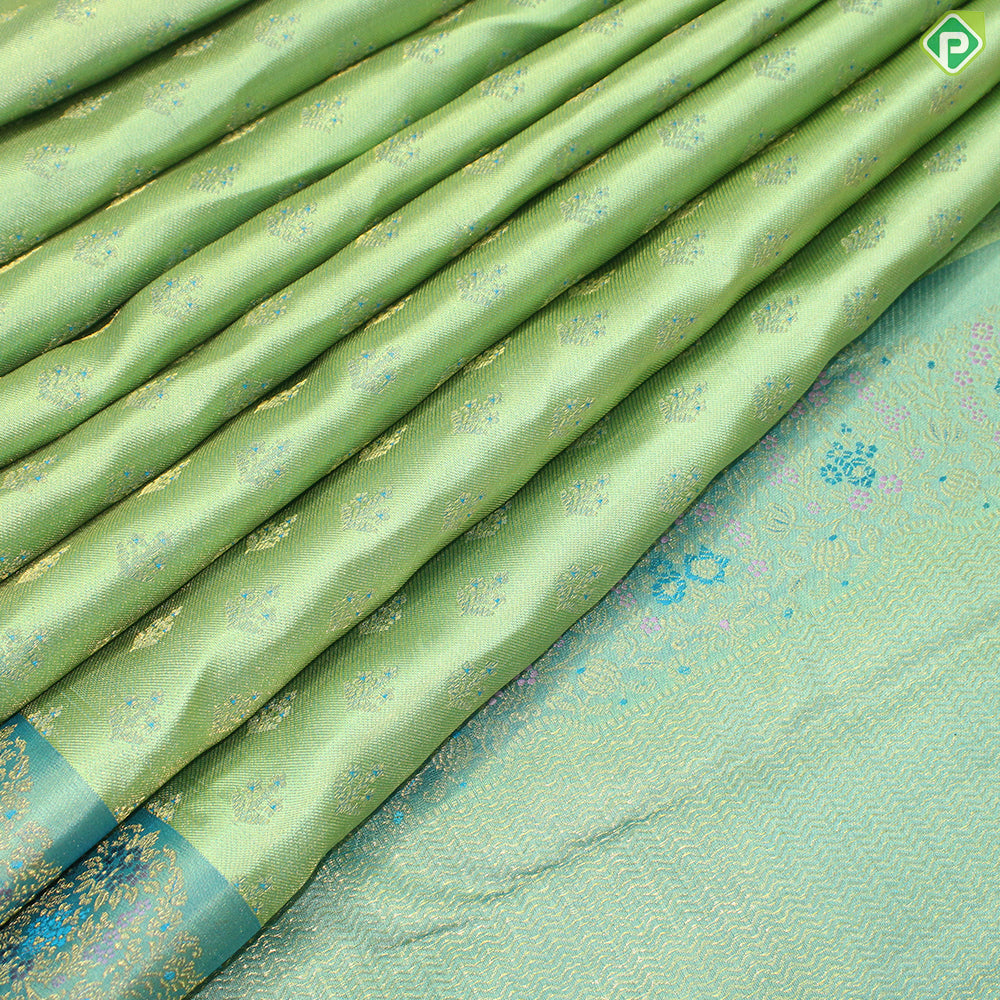 Pista Green Gold Zari Tissue With Rexsona Green Border Trendy  Silk Saree
