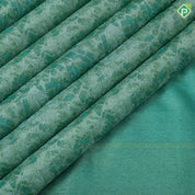 Multi green shade self modern art weaved design jungle green cow under tree design border pichwai silk saree