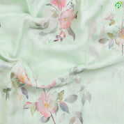Apple Green With Multi Colour Flower bunch Printed design Fancy cotton saree