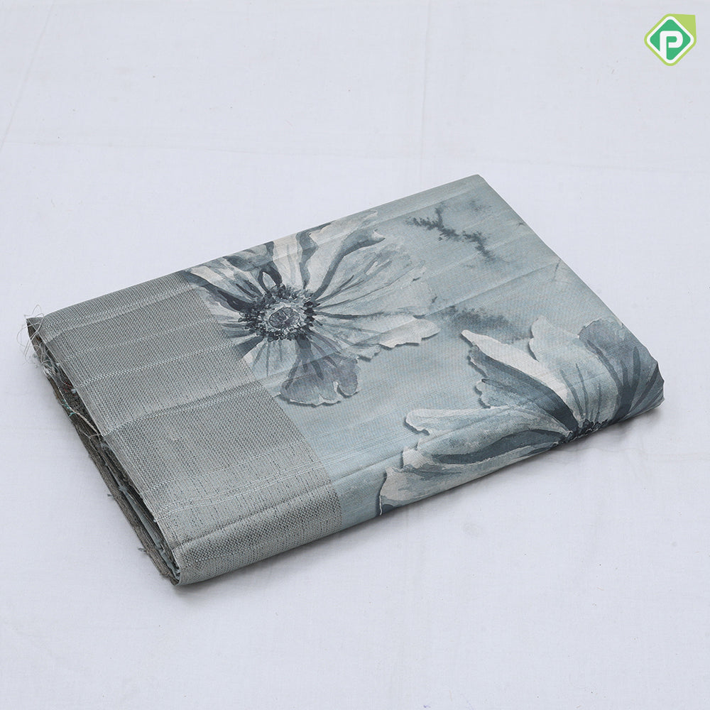 Pastel shades big flower design self color zari border fancy cotton saree