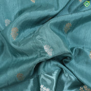 Sea Green With Gold Zari Flower Butta Design Satin Fancy Saree