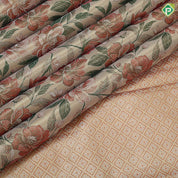 Multi color gold zari by by floral design contrast red gold zari peacock design border tissue silk saree