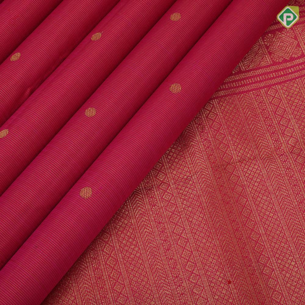 Rani pink gold zari vaira oosi lines ruthratcha design dark pink wave border design traditional silk saree