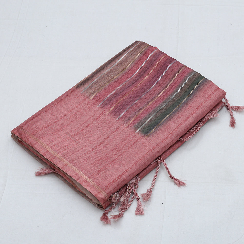 Multi color bars design self plain border fancy cotton saree