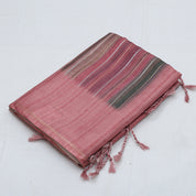 Multi color bars design self plain border fancy cotton saree