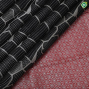 Black colour Silver Zari Checks Design Chilly Red Floral Mayilkan Border Design Luxury Black silk Saree