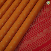 Mustard yellow silver gold zari small butta motifs paaalum pazhamum gold zari border traditional silk saree