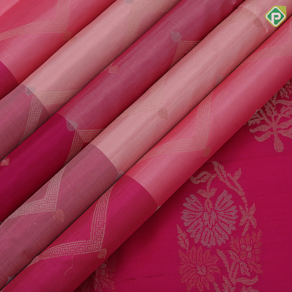 Multi yellow color gold zari zig zag design grand pallu concept borderless soft silk saree