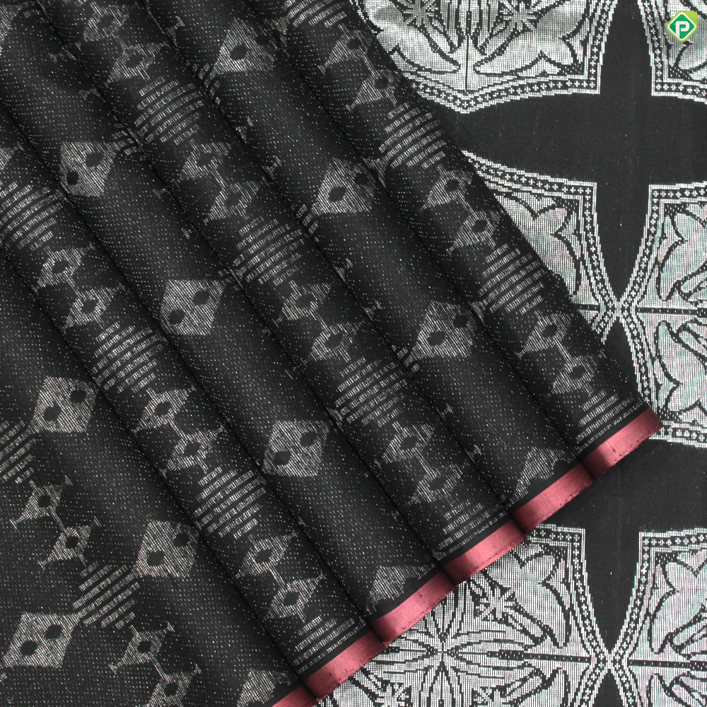 Black Colour Diamond Motifs Trendy Luxury Black Silks Saree