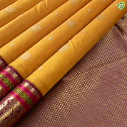 Mustard Colour With Gold Zari Silk Thread Retro Style Border Traditional Silk Saree