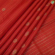Fanta orange gold zari checked rudraksham kandapiranda butta self multi lines border vintage traditional silk saree