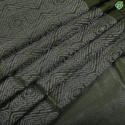 Pickle green silver zari big squares design self pink edge border soft silk saree
