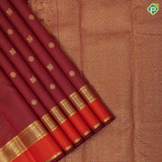maroon gold zari vairaoosi kattam butta motifs orange and maroon gold zari retta pett border gift silk saree