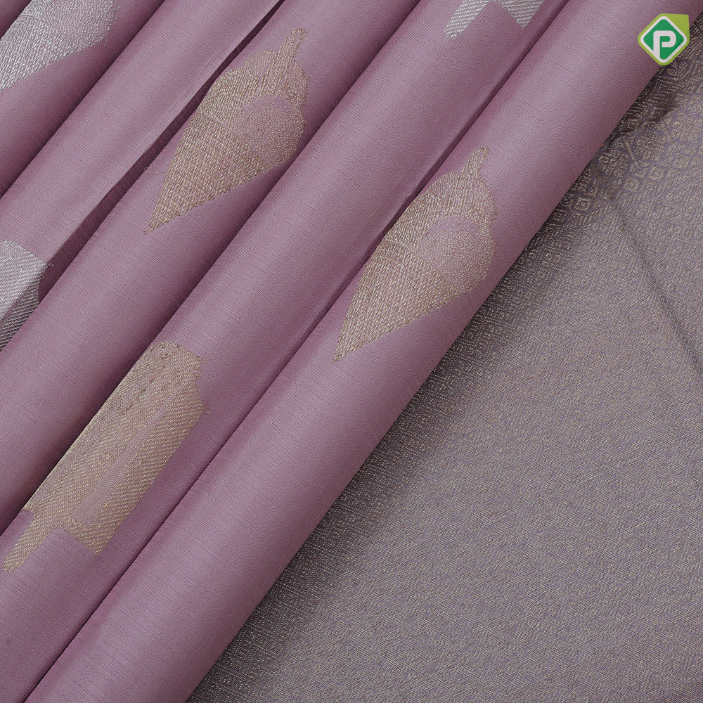 Light Onion Pink Gold Silver Zari Ice Pop Butta Design  Border Less Trendy Silk Saree