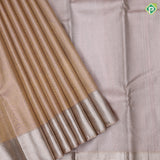 Lilac gold zari tissue fancy arch design self silver zari peacock butta lines border grand tissue silk saree