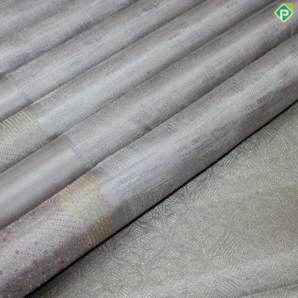 Light Lavender Silver Thread Work Gold Zari Meena Work Border Fancy Trendy Silk Saree
