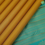 Golden mustard silver gold zari lines sapphire green gold zari lines and butta border vintage silk saree