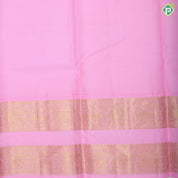 Tomato red silver gold zari grand floral design pale pink gold zari rettapattai border pattu paavadai lehanka