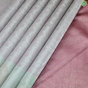 Peach green Thread Baby Pink Floral Design With Big Flower Border Design Trendy Silk Saree