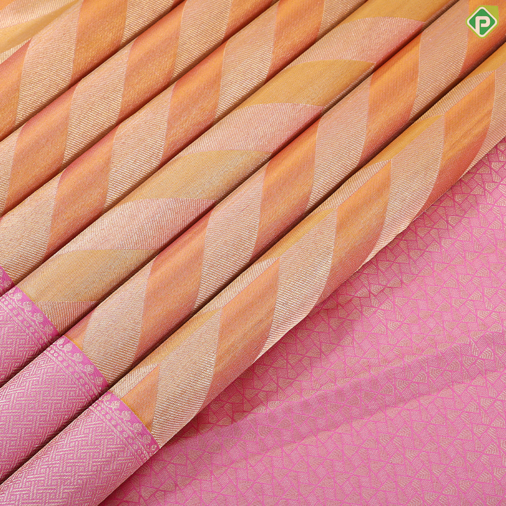 Dark lavender silver gold zari arrow line design beige silver gold zari spin weave design Trendy silk saree