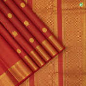 Brick Red Colour Vaira Oosi Lines With Peacock Chakra Motifs Traditional Koorai Silks Saree