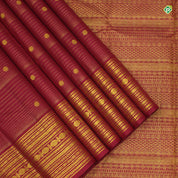 Maroon Red Small Vaira Oosi Lines With Flower Motifs Butta Traditional Koorai Silks Saree