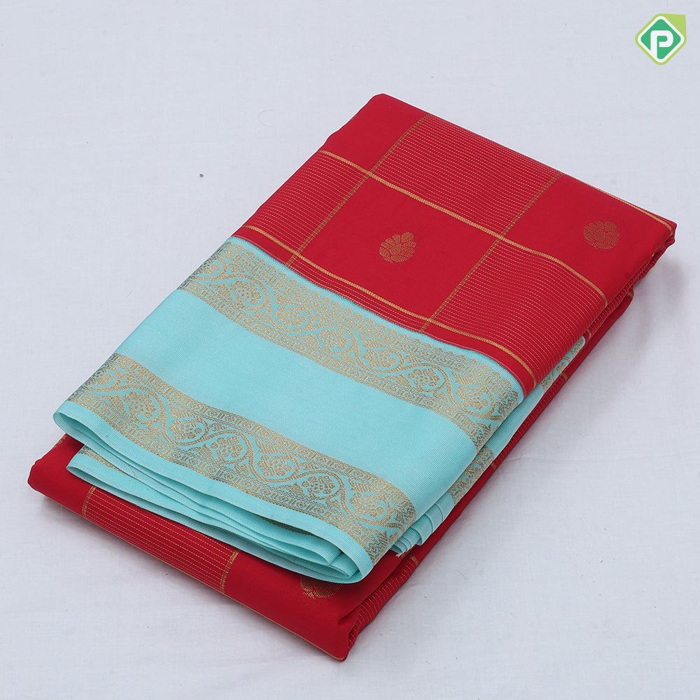 Emarald green gold zari window panel flower design peach pink gold zari rangoli rettapet border art silk saree