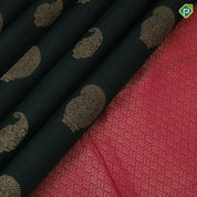 Bottle Green Gold Zari Manga Butta Design Rani Pink Mayilkan Horse Border Design Traditional Silk Saree