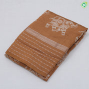 Blush Pink Elephant Design Border Lines Flower Design Fancy Cotton Saree