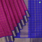Magenta Pink Small Window Panel Checks Grand 9 Yards or Madisar Silks Saree