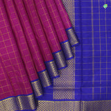 Magenta Pink Small Window Panel Checks Grand 9 Yards or Madisar Silks Saree