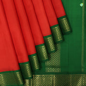 Burn Orange With Bottle Green Colour 9 Yards or Madisar Silks saree
