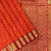 Indigo Blue With Tiger Orange Colour Half And Half Fancy Border Trendy Silks Saree