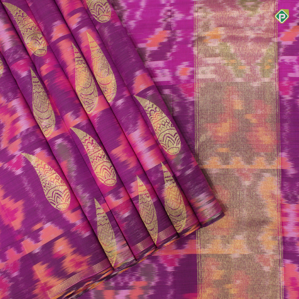 Purple Colour Ikkat All Over Motifs Trendy Fancy Silks Saree