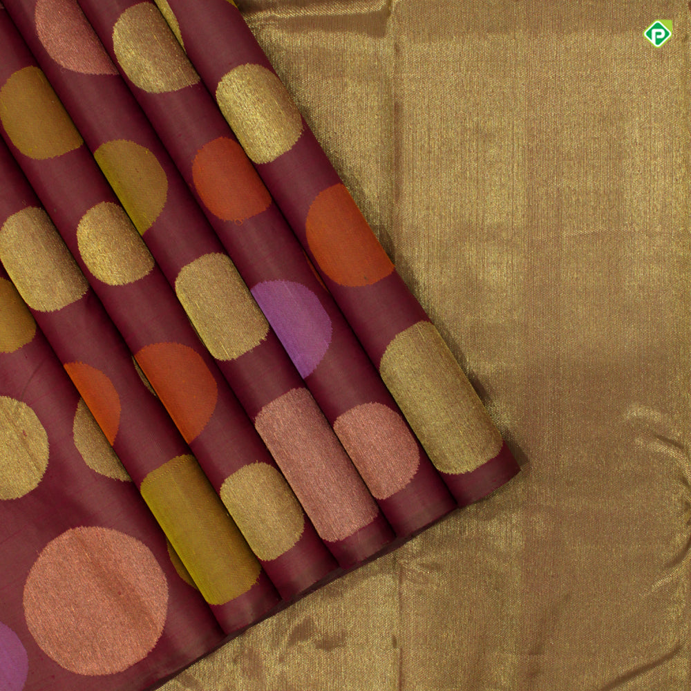 Onion Pink Colour Big Multi Colour Round Motifs Trendy Silks Saree