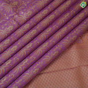 Lavender pink gold zari by zari tissue floral design red gold zari double peacock arch design border tissue bridal silk saree