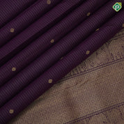 Wine Colour Gold Zari Vairaoosi Lines Small Flower Butta Design Self Colour Chagaram Border Design Traditional Silk Saree