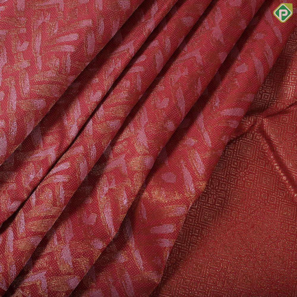 Magenta red cream and gold zari fancy design self gold zari checked design border trendy silk saree