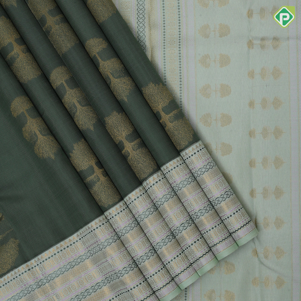 Mint green gold zari tree and shade butta design rexona green gold zari meena work border traditional silk saree