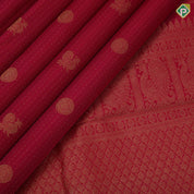 Dark pink gold zari peacock chakaram design self colour small checks border design traditional silk saree