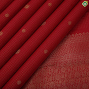tomato red gold zari vairaoosi kattam annam chakram butta self gold zari mayilkan edge border Koorai silk saree