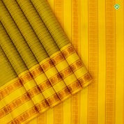 Lime Green With Corn Yellow Colour Small Thread Lines Traditional Silks Saree