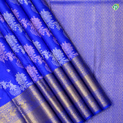 Royal Blue Cross Floral Leharia Lines Bridal Silks Saree