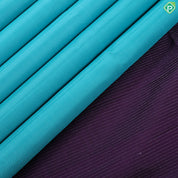 Rama Blue Full body plain weaved design and self gold zari two line border soft silk saree