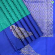 Emerald Green With Royal Blue Border Motifs Trendy Silks Saree