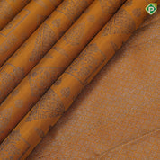 Dark orange neem zari multi shapes design self color multi design lines border self weaved silk saree