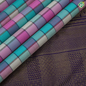 Multi color Paalum Pazhamum zari kattam Design royal blue gold zari multi design lines border traditional silk saree