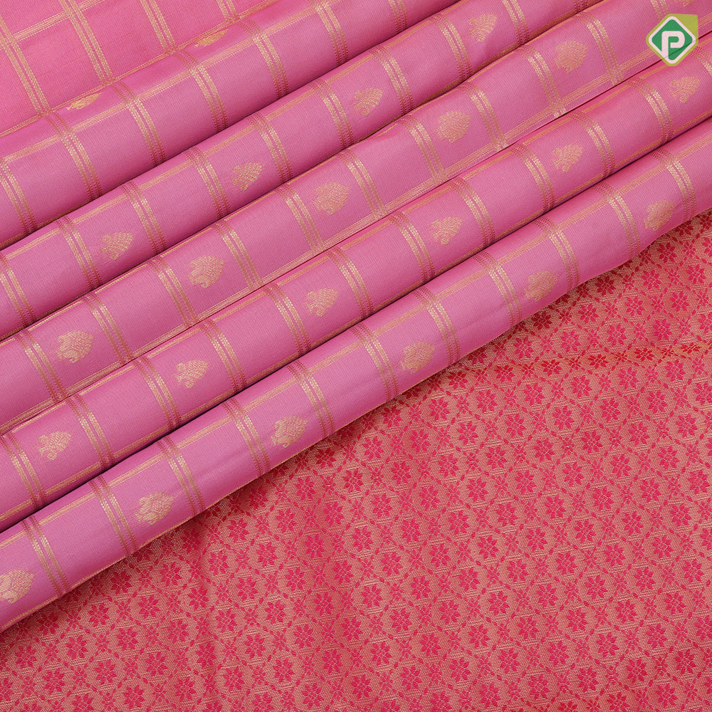 Peach gold zari window panel mid fancy butta pink gold zari fancy border Pure Mix silk saree