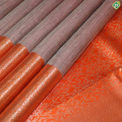 Peach Pink With Thread Lines And Fanta Orange Gold Zari Border Trendy Silks Saree