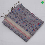 Peach Pink Printed Design Plan Tissue Type Border Design Fancy Cotton Saree